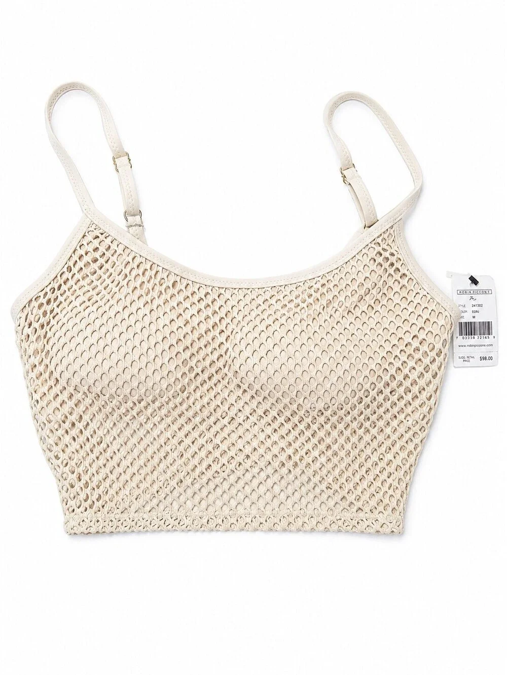 NWT Robin Piccone Ecru Crochet Bikini Two Piece Swimsuit Set Size M